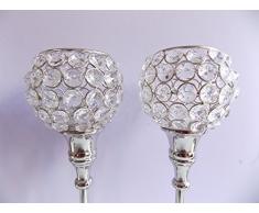 Bengalas de 13 "plata – portavelas de cristal para juego de mesa decoración de mesa soporte de vela con portavelas vela votiva en candelero linterna de boda,