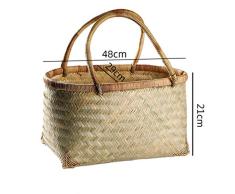 S-AIM Cesta de Picnic de Mimbre, Cesta de Plantas Tejidas Naturales, Cesta de Almacenamiento de Compras, Cesta de Almacenamiento Grande de Sauce, cestas de Fruta con Doble asa, Cesta de Pascua