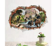 ELEBEAUTY Dinosaurios Pegatinas de Pared Etiqueta de la Pared Decoración del Hogar 3D Vinilo Papel Pintado Adhesivo Mural para Dormitorios Salones Hogar Baños Cocina Oficina Pegatina de Pared (1)