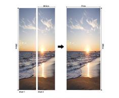 Etiqueta De La Puerta 3D Marina Olas Playa PVC Wallpaper Poster Pegatinas Autoadhesivas DIY Extraíble Murales Impermeables Decoración del Hogar 77X200 Cm