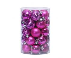 Nikgic. 34pcs Bola navideña de 6 cm de diámetro Bolas de Navidad de plástico de Colores Adorno de navida Adornos de árbol de Navidad Suministros para Fiestas Rosa roja