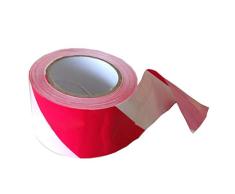 DOJA INDUSTRIAL | Cinta de señalización ROJA Y BLANCA | 200 m de Cinta de balizamiento de 80mm para acordonar| Plastico de seguridad con galga de 200