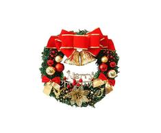 YaptheS Corona de Navidad Abeto Rojo Guirnalda de la Puerta Principal con piñas Bayas Adornos de Puertas perfecciona para el Interior o Exterior de 30 cm Decoración de Navidad