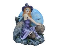 Féeries et merveilles Figura Decorativa Bruja y su Gato Negra (HT 20.5 x 18.5 cm) – Figura Sorciere