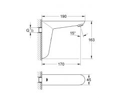 Grohe Euroeco CE Grifo de lavabo infrarrojo electrónico, montaje mural Ref. 36274000