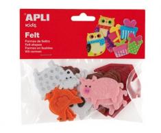 FIGURA DE FIELTRO APLI CON FORMA DE ANIMALES BOLSA DE 18 UNIDADES