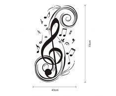 Pegatinas de Pared con Estilo Musical Nota Patrón de Sala de Estar Dormitorio de Fondo Decoración de la Pared Pegatinas (Negro)