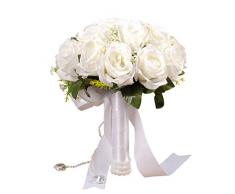 Arichtop Mano de la Boda Rosas Novia de la Boda del Ramo de satén de Dama Ramo de Flores Artificiales del Holding