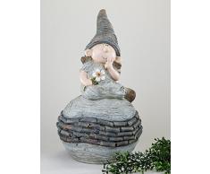 Jardín Figura Enano sobre bola, 54 cm, color crema y marrón