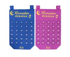 Amosfun 2 Piezas Ramadan Calendario Cuenta Regresiva Calendario de Adviento Cuenta Regresiva Calendario Colgante de Pared Decoración para La Decoración de La Oficina en Casa (Púrpura Azul)