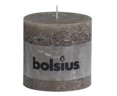6 x Bolsius Vela del Pilar Rústica 100 x 100 mm Marrón Topo