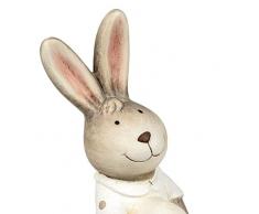 dekojohnson - Figura Decorativa de Conejo de Pascua para niña con Huevo de Pascua, decoración de jardín, decoración de Pascua, Crema, marrón, 22 cm, Figura de Pascua, Conejo