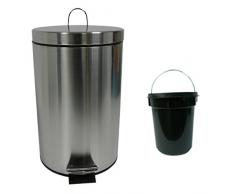 MSV MS603 - Cubo de basura con pedal, inox, 12 l