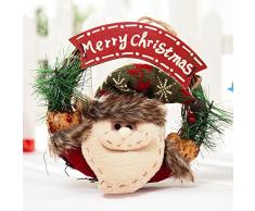 Felpa guirnaldas de Navidad Santa Claus anillo de ratán Snowman corona