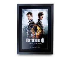 HWC Trading A3 FR Dr Who - Póster de la Serie de televisión del Día del Doctor, David Tennant Matt Smith John Hurt, Firmado como Regalo, Enmarcado A3 Impreso, película para autógrafos