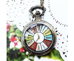 JewelryWe - Reloj de bolsillo estilo retro r rueda Roma Steampunk reloj de bolsillo colgante cadena de 30 de largo (con bolsa de regalo)