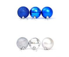 MoGist 24 Bolas de Navidad Matte Bufanda SGP Bolas Árbol de Navidad decoración Adornos, Plata, 9 * 6 * 12cm
