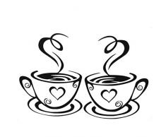 Café Tazas pared Pegatinas Decal Cocina Restaurante Pegatinas de Pared Estilo de Cafe con leche Etiqueta de Pared para decoracion Hall Dormitorio DIY vinilo desmontables adhesivos