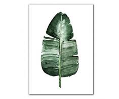 NIESHUIJING Hojas de Plantas Tropicales de Acuarela Lámina de Hoja Verde de Plantas Rurales Cuadros de Pared para decoración del hogar-50x70cm Sin Marco