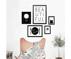 DIYthinker Deporte de Invierno Esquí Monopatín y Motos de Acuarela Patrón Simple Marco de Fotos de Cuadros de Pinturas Pared del hogar de la Etiqueta Medio Negro