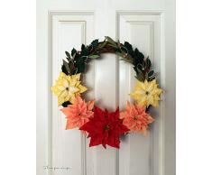 Corona de flores de pascua, corona navideña para decoración