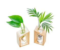ivolador cristal Tubo de ensayo jarrón en soporte de madera flores macetas para plantas decoración de hogar jardín hidropónico