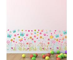 Walplus Pared Pegatinas Mariposas y Flores – extraíble Adhesivo Decorativo para murales Nursery Restaurante Cafe Hotel Edificio Oficina decoración del hogar
