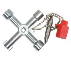 KS Tools 130.1015 - Llave para armario de distribución universal, con cadena y adaptador de bits (tamaño: 72 x 72 mm, 71 mm)