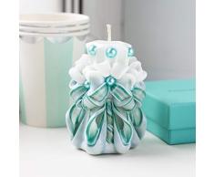 Juego de velas de boda talladas - 3 piezas blanco azul plata regalo blanco regalo