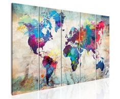 murando Cuadro Mapamundi 225x90 cm Impresión de 5 Piezas Material Tejido no Tejido Impresión Artística Imagen Gráfica Decoracion de Pared Mapa del Mundo Continente k-A-0179-b-n