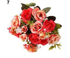 1 ramo artificial de estilo europeo de 15 capullos de rosas para decoración del hogar. De Amesii.