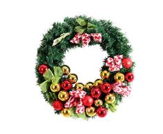 Vosarea Cinta de la raya de la corona de navidad aro de bola de ratán para cafetería oficina tienda decoración de la puerta del hogar 1 unid