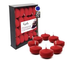 Hyoola Velas flotantes Rojas 5,1 cm – 4 Horas – 20 Unidades – Fabricadas en Europa
