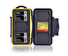 Ares Foto® Caja de protección • Almacenamiento de tarjeta de memoria para 6 CF cards (Compact Flash Cards) • Funda guardar porta caja bolsa. Revestimiento de goma integrado: Impermeable.