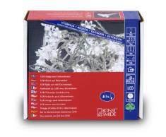 Konstsmide 3660-103 - Guirnalda LED para el árbol de navidad (flores de plástico, 40 diodos de blanco cálido, transformador exterior 24 V, 1,2 W, cable transparente)