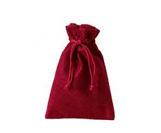 12 bolsitas de fieltro, bolsas de fieltro, tamaño 15x10 cm, para empacar regalos, calendario de Adviento, navidad, reyes, decoración de otoño (rojo)