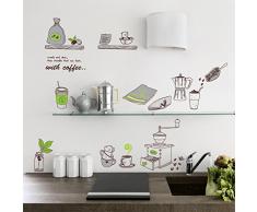 Zooarts dibujos animados taza de café accesorios de cocina extraíble pegatinas de pared Art Decor Calcomanías de vinilo Home Mural de Habitación