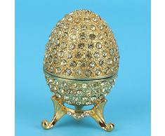 Hilitand Esmalte Huevo de Pascua Organizador de Joyas Faberge Estilo Vintage Huevo Esmaltado Diamante Trinket Caja Decoración Regalo