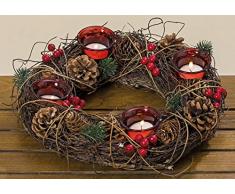 Unbekannt Corona de Adviento Natural/Rojo con decoración (1006778) Advent Decorativa Corona
