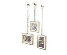 Umbra Fotochain Marco de fotos , acier doré, juego de 3 unidades: 1 foto 10x10cm y 2 fotos 10x15cm