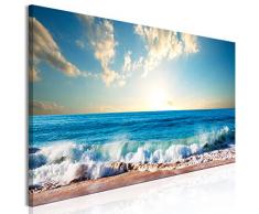 murando Cuadro en Lienzo Mar Playa 150x50 cm 1 Parte Impresión en Material Tejido no Tejido Impresión Artística Imagen Gráfica Decoracion de Pared Paisaje Cielo Azul c-B-0384-b-a