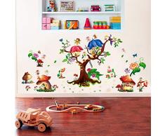 ufengke Pegatinas de Pared Jardín de Hadas Vinilos Adhesivos Pared Casa del Setas Árbol Decorativos para Dormitorio Habitación Infantiles Niñas