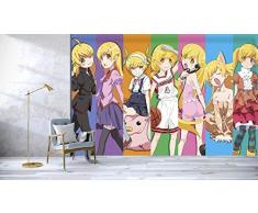 3D Monogatari Series Anime Print Decal Living Room Telón de fondo Dormitorio Niños S Room Decor Large Poster Wallpaper, Mural, Wallpaper 250X175Cm