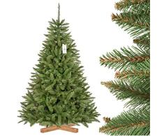 FairyTrees Árbol de Navidad Artificial Picea Natural, el Tronco Verde, Material PVC, el Soporte de Madera, 180cm