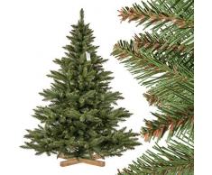 FairyTrees Árbol de Navidad Artificial Abeto NORDMANN, el Tronco Verde, Material PVC, el Soporte de Madera, 180cm, FT14-180