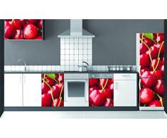Plage Cerezas Vinilo Adhesivo para la Cocina, Vinilo, Rojo, 60x3x180 cm