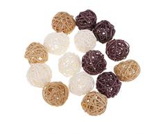 IPOTCH Multicolor Bolas de Ratán Mimbre Mesa Boda Fiesta Navidad Decoración - 15pcs 3cm