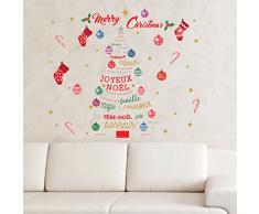 Navidad decoración pegatinas de pared árbol de Navidad Feliz Navidad y francés citas Adhesivos de pared murales sala de estar los niños guarderÃa escuela restaurante Cafe Hotel casa decoración