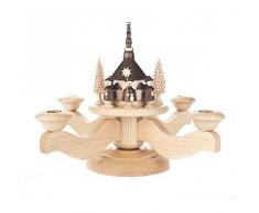Adviento candelabro con Iglesia y hombrecillos Natural - 23 cm - Dregeno los Montes Estratégica Madera Sintética - Artículo 201/083