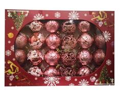 SZ 24 Piezas Bolas de Navidad de 6 cm, Adornos Navideños para Árbol, Decoración de Bolas de Navidad Inastillable Plástico, Regalos de Colgantes de Navidad (Oro Rosa)